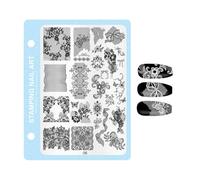 Plaque de stamping pour ongles, outil de presse de manucure, kit de stamping, décoration d'ongles, pour salon, pratique à la maison, débutants, studio, fête, mariage, 16 x 12 x 0,3 cm