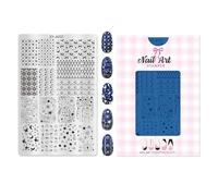 Plaque de stamping professionnelle pour ongles Motif floral à carreaux et rayures pour manucure Outils d'art Plaque de tampon à ongles