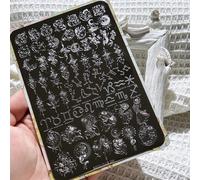 Plaque de tamponnage pour nail art, plaque en acier pour débutants, modèle de décoration d'ongles sans peinture manuelle, douze signes du zodiaque : Lion, Bélier, Sagittaire, Scorpion, Poissons, gel S