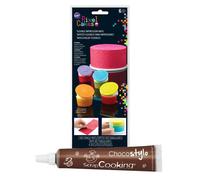 Plaque de texture pour pâtisserie Pixels + Stylo chocolat Youdoit