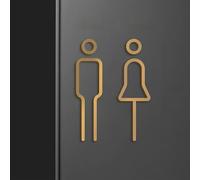 Plaque de Toilette 1 paire de panneaux WC boutique hôtel 3D, autocollant mural toilette for hommes et femmes, signalisation porte, étiquette murale salle lavage(Golden)