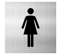 Plaque de toilette, avec tampon adhésif, pictogramme, plaque de toilette, en aluminium, 3 mm, 12 x 12 cm, pour femme