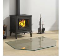 Plaque de verre pour cheminée - vidaXL - Hexagonale - 80x60 cm - Verre trempé - Transparent - Épaisseur 8 mm