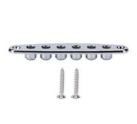 Plaque de Virole de Pont de Guitare à Travers le Corps, Embouts de Montage de Guitare en Alliage de Zinc, Plaque de Douille de Corde pour Guitare Basse électrique (Argent)