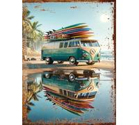 Plaque déco Combi Volkswagen en Aluminium Vintage rétro 20x30cm