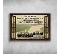 Plaque Deco Metal Formule 1 À L'Extérieur De La Fenêtre, Il Ne S'Agit Pas D'Être Meilleur Que Quelqu'Un D'Autre Metal Tin Signs Rétro Plaque Métal Pour Décoration Murale Chambre Parc,20X30cm