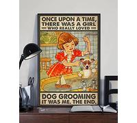 Plaque Deco Metal Vintage Métal Mur Signe Rétro Affiche Étain Pour Club Bar Pub Salon 20X30Cm Il Était Une Fois Une Fille Qui Voulait Vraiment Adorer Le Toilettage De Son Chien