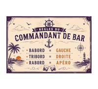 Plaque déco vintage commandant de bar 30,5 x 20 cm