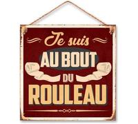 SUD TRADING Plaque métal à suspendre Au bout du rouleau 20 cm
