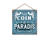 STC Plaque métal à suspendre Petit Coin de Paradis 20 cm Gris G