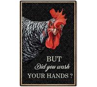 Plaque décorative amusante en métal avec logo Chicken Coop But Did You Wash Your Hands - 20,3 x 30,5 cm