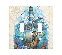 Plaque décorative amusante pour interrupteur à 2 interrupteurs - Motif : loutre nautique - Double bascule - Trésor de l'océan d'été - Plaque électrique pour chambre