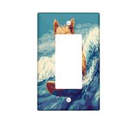 Plaque décorative amusante pour interrupteur à bascule simple motif chien écossais terrier écossais art surf chien surf pour chambre à coucher, salle de bain, chiot taille standard