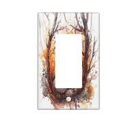 Plaque décorative amusante pour interrupteur à bascule unique en forme d'ours de chasse - Jolie branche de forêt aquarelle pour cuisine et salle de bain