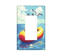 Plaque décorative amusante pour interrupteur terrier écossais 1 gang à bascule unique, scène pixel d'été, plaque électrique pour chambre à coucher, salle de bain, chiot taille standard