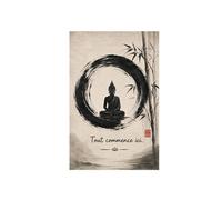 Plaque Bouddha Tout commence ici déco zen aluminium 30 x 20 cm | IDEE CADEAUX