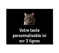 Plaque décorative Chat 1 en aluminium personnalisable 20x15cm ou 30x20cm Noir