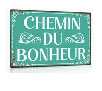 Plaque Décorative 'Chemin du Bonheur', Style Vintage, Turquoise, 30 x 20 cm
