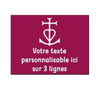 Plaque décorative Croix de Camargue en aluminium personnalisable 20x15cm ou 30x20cm Bordeaux