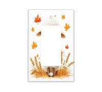 Plaque décorative d'automne amusante en forme de mouton à bascule unique, plaque frontale électrique en forme de feuille d'érable d'automne pour décoration de chambre à coucher, salle de bain, enfant