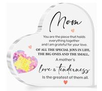 Plaque décorative en acrylique en forme de cœur avec citation « A Monther's Love & Tenderness Is The Greatest Of Them All »