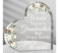 Plaque décorative en acrylique en forme de cœur pour grand-mère de la part de petite-fille, petit-fils, idée de Noël (You're the World)