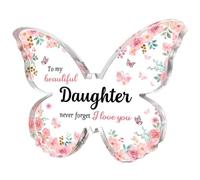 Plaque décorative en acrylique en forme de papillon pour fille de la part de maman et papa, 12,7 x 9,4 x 1,9 cm, cadeau pour fille pour la fête des mères, la Saint-Valentin, Noël, un anniversaire