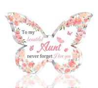 Plaque décorative en acrylique en forme de papillon pour tante - Cadeau d'anniversaire « I Love You » - Cadeau pour tante, Thanksgiving, anniversaire, Noël, Saint-Valentin, fête des mères