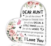 Plaque décorative en acrylique pour tante de la part d'une nièce, neveu - Cadeau d'anniversaire pour tante, Noël, fête des mères, mariage, cadeau pour tante « I Love You »