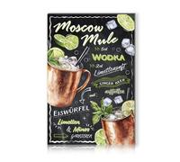 Plaque décorative en aluminium avec recettes de cocktail - 20 x 30 cm - Pour bar, comptoir, pub, cuisine, café, anniversaire, recette RV003 (05 Moscow Mule)
