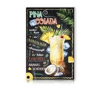 Plaque décorative en aluminium avec recettes de cocktail - 20 x 30 cm - Pour bar, comptoir, pub, cuisine, café, anniversaire, recette RV003 (10 Pina Colada)