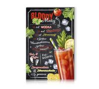 Plaque décorative en aluminium avec recettes de cocktail - 20 x 30 cm - Pour bar, comptoir, pub, cuisine, café, anniversaire, recette RV003 (21 Bloody Mary)