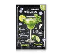Plaque décorative en aluminium avec recettes de cocktail - 20 x 30 cm - Pour bar, comptoir, pub, cuisine, café, anniversaire, recette RV003 (09 Margarita)