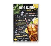 Plaque décorative en aluminium avec recettes de cocktail - 20 x 30 cm - Pour bar, comptoir, pub, cuisine, café, anniversaire, recette RV003 (20 Long Island Icetea)