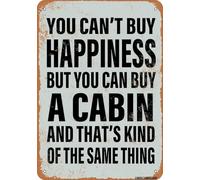 Plaque décorative en aluminium : « On ne peut pas acheter le bonheur, mais on peut acheter un chalet, un bar, un pub, une décoration murale intérieure ou extérieure pour un espace détente masculin ».