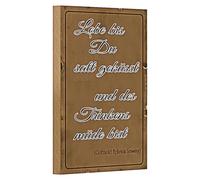 Plaque décorative en bois avec citation de Gotthold Ephraim Lessing - Style vintage - 12 x 18 cm - Inscription en allemand « Lebe bis Du satt geküsst und des Trinkens müde bist »