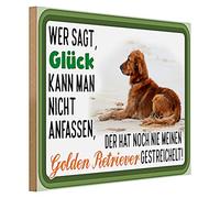 Plaque décorative en bois avec Golden Retriever - Le bonheur peut être touché - Idéal pour les amoureux des animaux - 40 x 30 cm