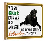 Plaque décorative en bois avec motif labrador | « Le bonheur peut être touché » | Parfait pour les amoureux des animaux | 18 cm x 12 cm