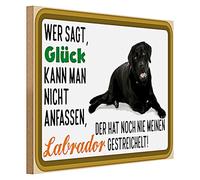 Plaque décorative en bois avec motif labrador | « Le bonheur peut être touché » | Parfait pour les amoureux des animaux | 40 cm x 30 cm