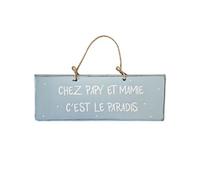 Plaque décorative en bois bleu ciel - Chez Papy et Mamy, c'est le paradis