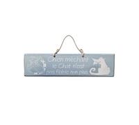 Plaque décorative en bois bleu poudre - Chien méchant 38 cm