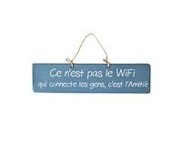 Plaque décorative en bois bleue - Ce n'est pas le wifi