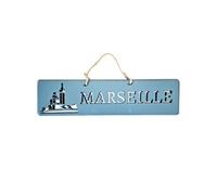 Plaque décorative en bois bleue - Marseille