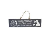 Plaque décorative en bois - Chien méchant - gris foncé