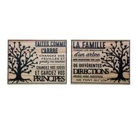 Plaque décorative en bois Famille et arbre de vie 30 x 40 cm (Lot de 2)