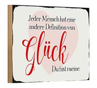 Plaque décorative en bois « Glück - Du bist meine Definition » | Cadeau romantique pour partenaire | Amour et affection | 18 cm x 12 cm