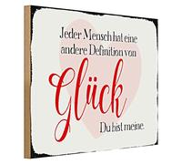 Plaque décorative en bois « Glück - Du bist meine Definition » | Cadeau romantique pour partenaire | Amour et affection | 40 cm x 30 cm