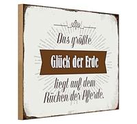 Plaque décorative en bois « Le plus grand bonheur de la terre » | Style vintage pour les amateurs de chevaux | Idéal pour la maison et l'écurie | 40 cm x 30 cm