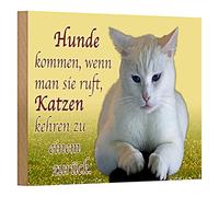 Plaque décorative en bois « Les chiens viennent quand on les appelle, les chats reviennent à un » | Idéal pour les amoureux des animaux et la décoration | Style nostalgique | 18 cm x 12 cm