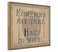 Plaque décorative en bois « Les hommes ont aussi des sentiments - Hunger par exemple » | Idéal pour la cuisine ou le bar | Design rétro | 40 cm x 30 cm
